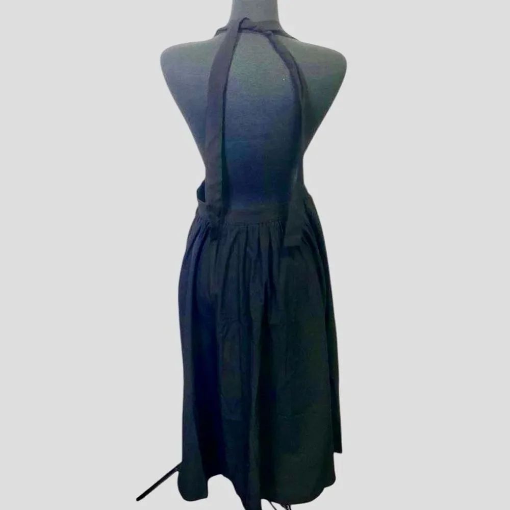 Black Embroidered Apron Midi Dress | Cottagecore Folk Floral | Size L - Picture 3 of 8